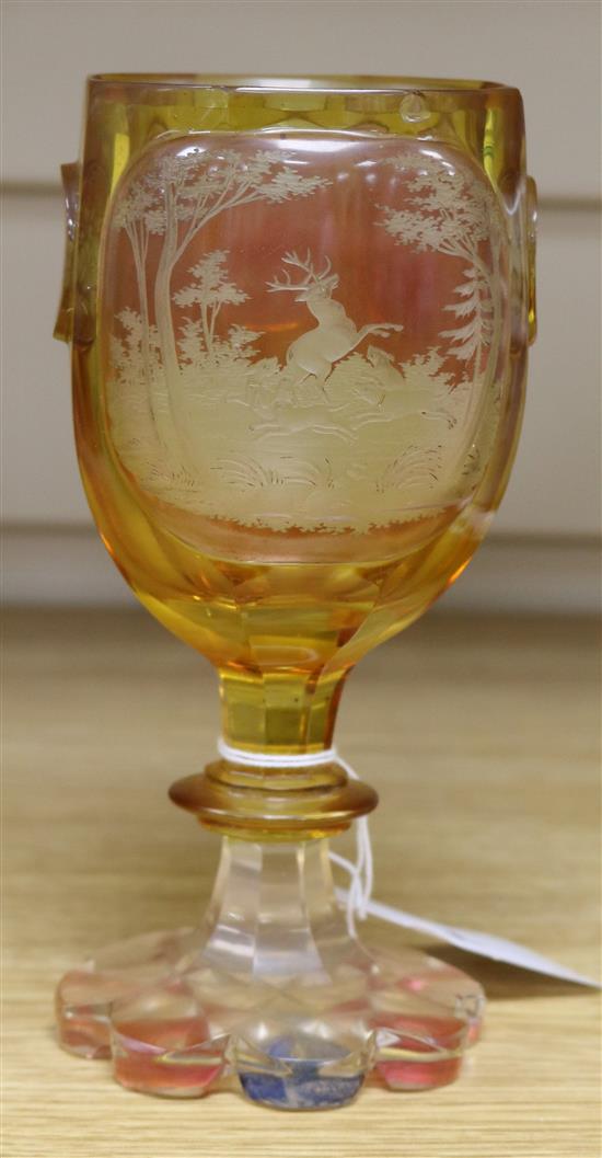 A Bohemian two colour glass goblet